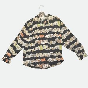 Vintage Petite Sophisticate button-up Shirt All over Print Women’s Size 4P